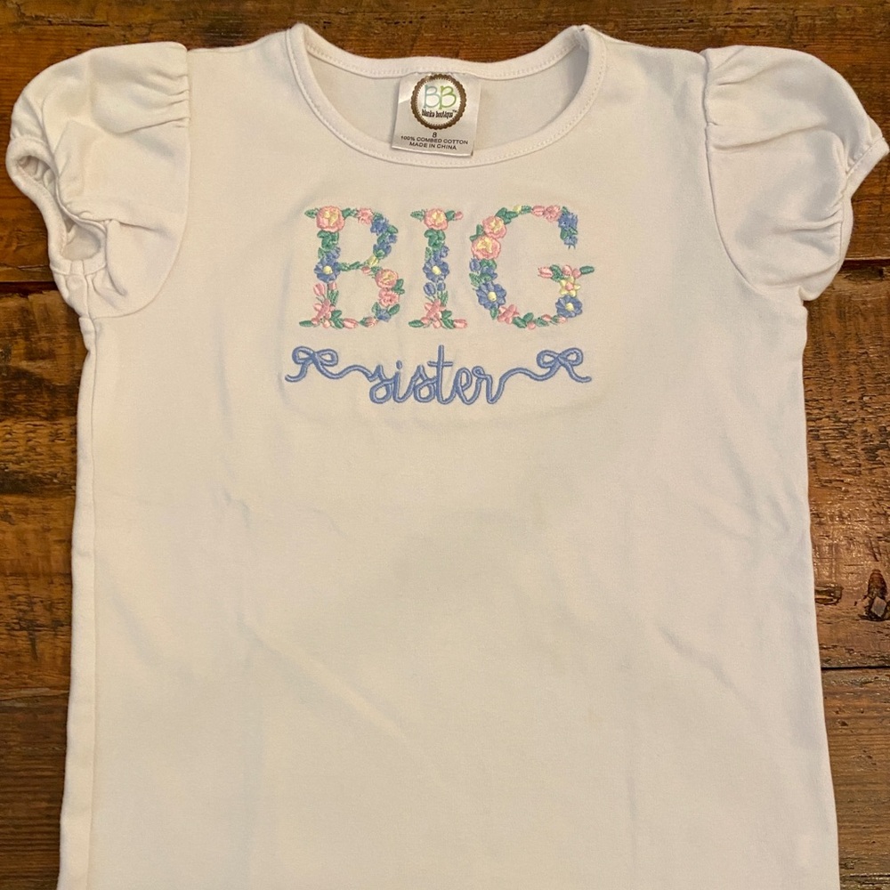 Big Sister Monogrammed Shirt VGUC